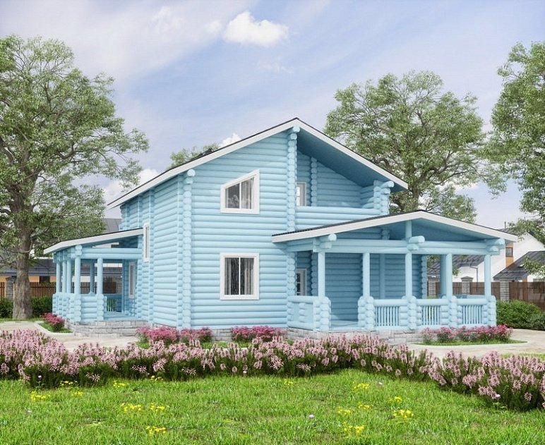 Дом из оцилиндрованного бревна "ТРИО"