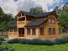 Дом из оцилиндрованного бревна "БРУСА"