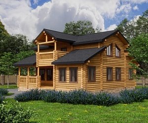 Дом из оцилиндрованного бревна "БРУСА"