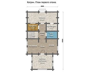 Дом из оцилиндрованного бревна "Катрин"