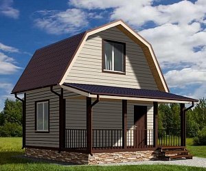 Двухэтажный дом с двухскатной крышей К2-7