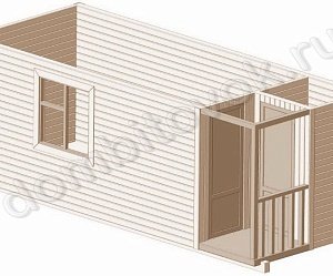 №20 Бытовка с двухскатной крышей, крылечком 1х1м и хоз. помещением (утепленная)