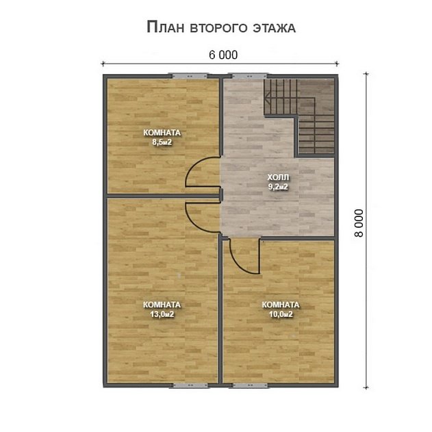 Двухэтажный дом с двухскатной крышей К2-4