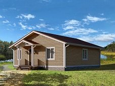 Одноэтажный дом с двухскатной крышей К1-9