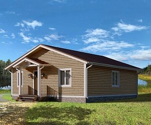 Одноэтажный дом с двухскатной крышей К1-9