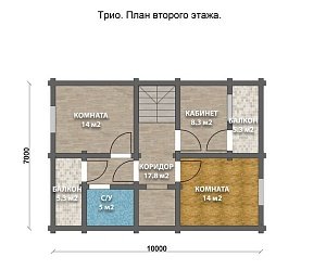 Дом из оцилиндрованного бревна "ТРИО"