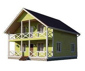 Двухэтажный дом с двухскатной крышей К2-12