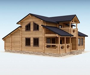 Дом из оцилиндрованного бревна "БРУСА"