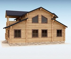 Дом из оцилиндрованного бревна "БРУСА"