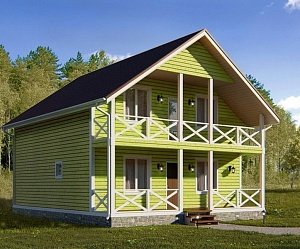 Двухэтажный дом с двухскатной крышей К2-12