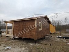 Двухкомнатный садовый домик с террасой, ширина 4 метра фото