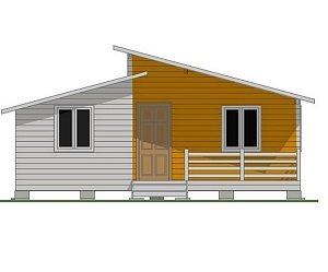 Одноэтажный дом с двухскатной крышей К1-8