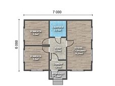 Одноэтажный дом с двухскатной крышей К1-12