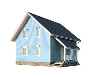 Двухэтажный дом с двухскатной крышей К2-1