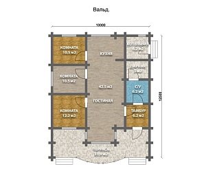 Дом из оцилиндрованного бревна "Wald"