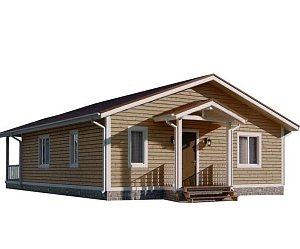 Одноэтажный дом с двухскатной крышей К1-9