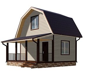 Двухэтажный дом с двухскатной крышей К2-7
