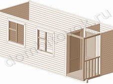 Бытовка с крыльцом и помещением для инвентаря фото