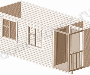 №11 Бытовка с крыльцом 1х1м и помещением для инвентаря (утепленная)