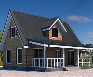 Двухэтажный дом с двухскатной крышей К2-11