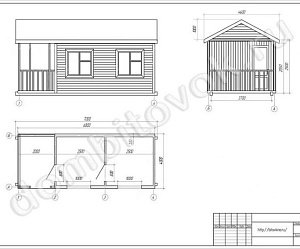 №17 Двухкомнатный садовый домик с террасой, ширина 4 метра 