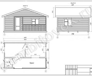 №16 Дачный деревянный дом с террасой, санузлом и двумя комнатами