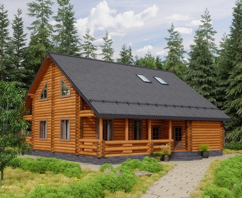 Дом из оцилиндрованного бревна "СТИЛЬ"