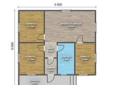 Одноэтажный дом с двухскатной крышей К1-5