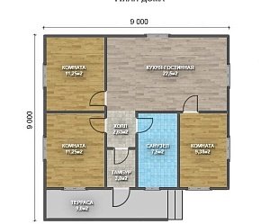 Одноэтажный дом с двухскатной крышей К1-5