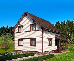 Двухэтажный дом с двухскатной крышей К2-2