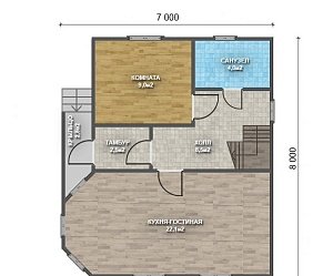 Двухэтажный дом с двухскатной крышей К2-6