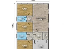 Одноэтажный дом с двухскатной крышей К1-4