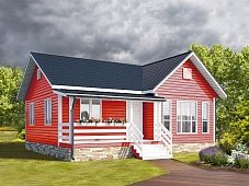 Одноэтажный дом с двухскатной крышей К1-10