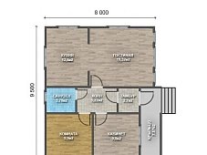 Одноэтажный дом с двухскатной крышей К1-10