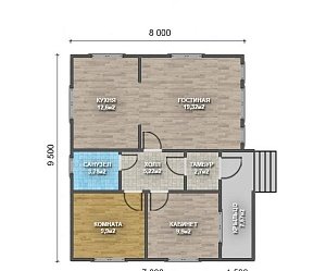 Одноэтажный дом с двухскатной крышей К1-10
