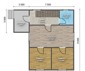 Двухэтажный дом с двухскатной крышей К2-5