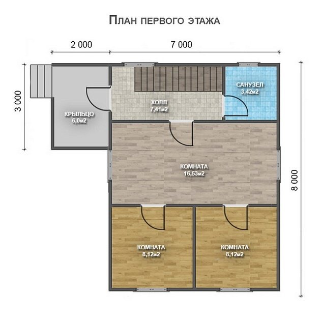 Двухэтажный дом с двухскатной крышей К2-5