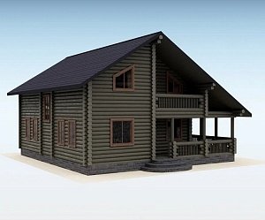 Дом из оцилиндрованного бревна "ДУО"