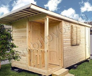 №13 Бытовка с крыльцом 1х1м, помещением для инвентаря и хоз. помещением (утепленная)