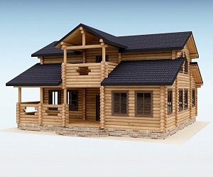 Дом из оцилиндрованного бревна "БРУСА"