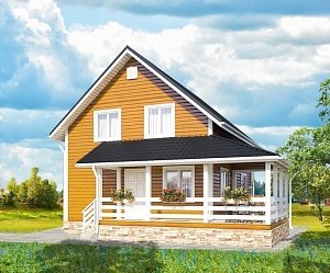 Двухэтажный дом с двухскатной крышей К2-10