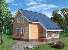 Двухэтажный дом с двухскатной крышей К2-4