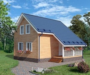 Двухэтажный дом с двухскатной крышей К2-4