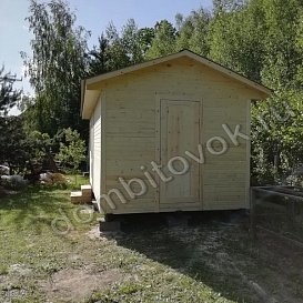 Фото бытовки с двухскатной крышей, вид сбоку