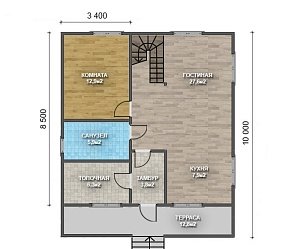 Двухэтажный дом с двухскатной крышей К2-12