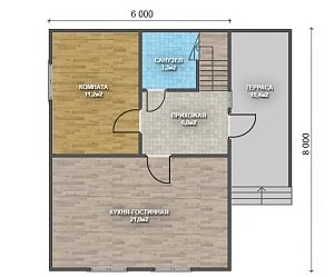 Двухэтажный дом с двухскатной крышей К2-4