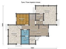 Дом из оцилиндрованного бревна "ТРИО"