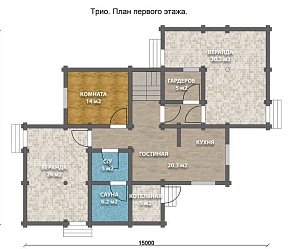 Дом из оцилиндрованного бревна "ТРИО"