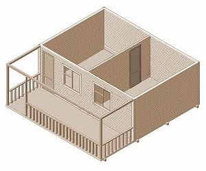 №11 Дачный домик с террасой и двумя комнатами