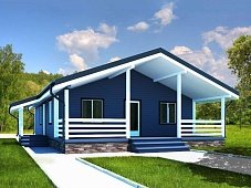 Одноэтажный дом с двухскатной крышей К1-6